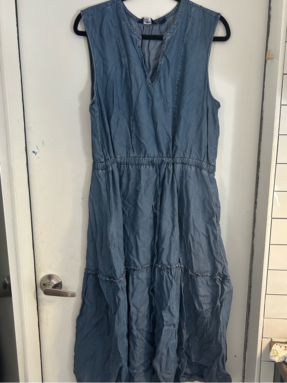 Lands End - Sleeveless Chambray Midi Dress